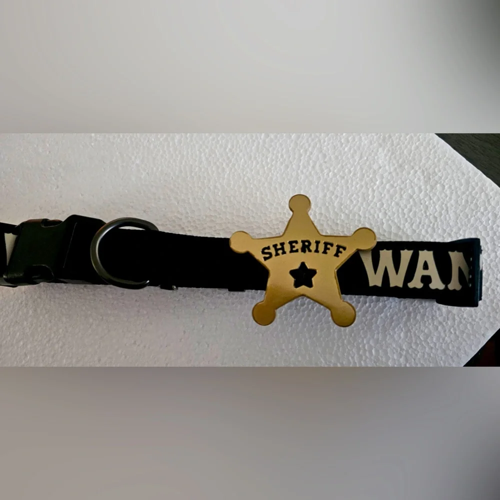 Thrills & Chills Sheriff Glow In The Dark Dog Collar (L)